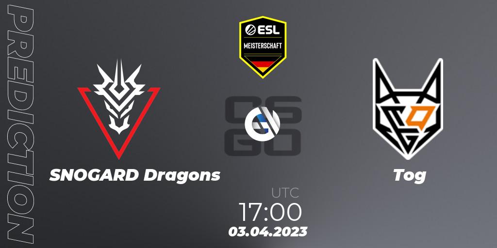 Prognose für das Spiel SNOGARD Dragons VS Tog. 03.04.23. CS2 (CS:GO) - ESL Meisterschaft: Spring 2023