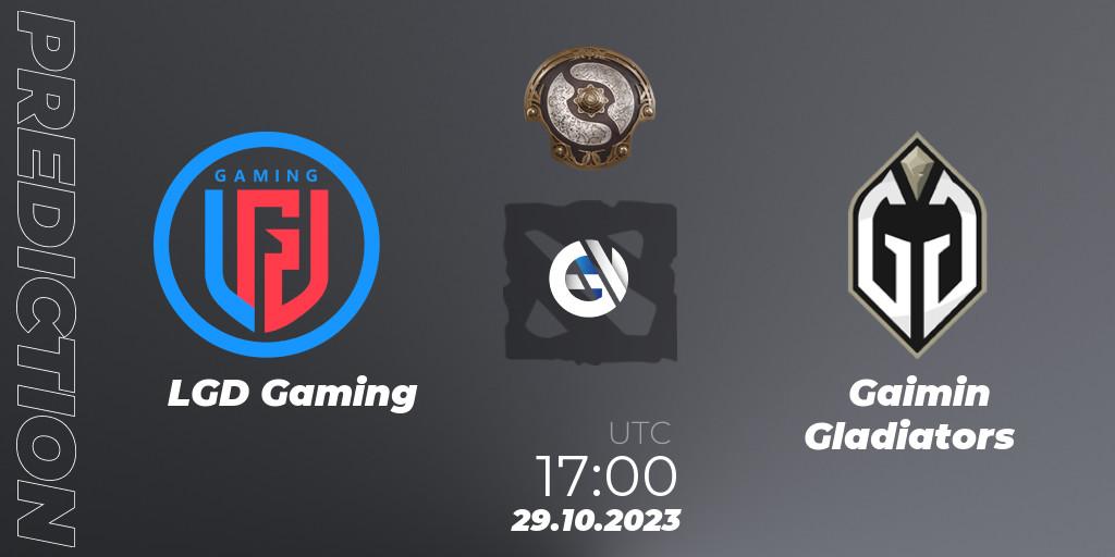 Prognose für das Spiel LGD Gaming VS Gaimin Gladiators. 29.10.23. Dota 2 - The International 2023