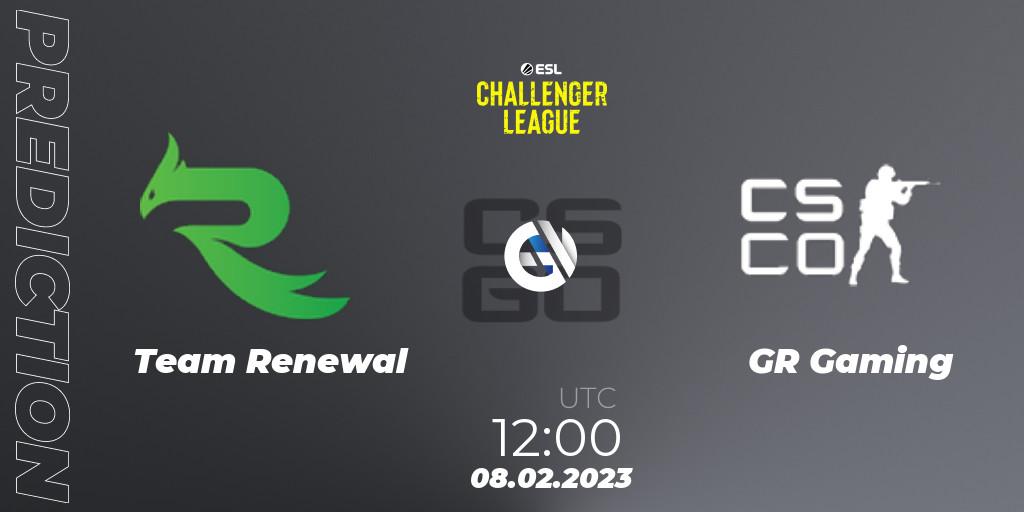 Prognose für das Spiel Team Renewal VS GR Gaming. 08.02.23. CS2 (CS:GO) - ESL Challenger League Season 44: Asia-Pacific