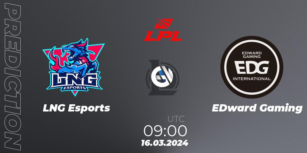Prognose für das Spiel LNG Esports VS EDward Gaming. 16.03.24. LoL - LPL Spring 2024 - Group Stage