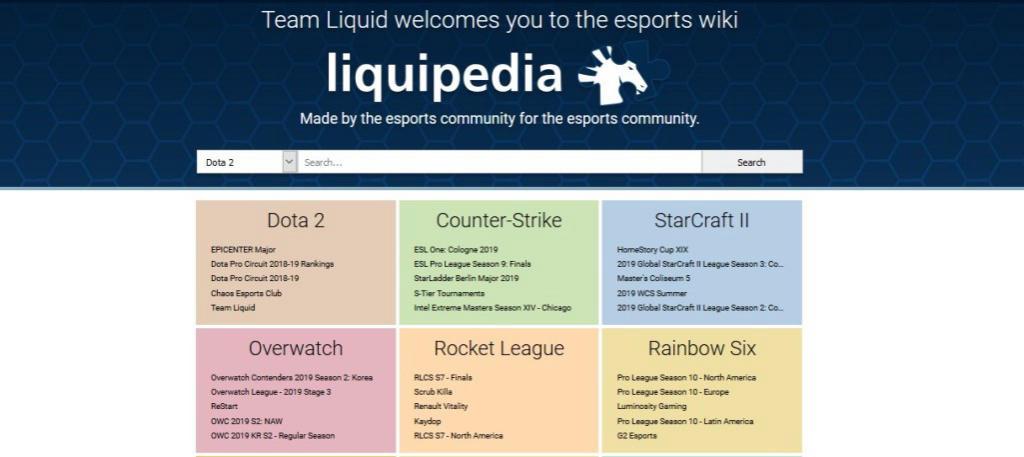 Site liquipedia.net - Navigator in der Welt des eSports